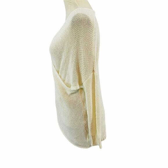 Lord & Taylor Design Lab Sweater Faux Wrap Cream Loop Knit Womens Small - Picture 4 of 7